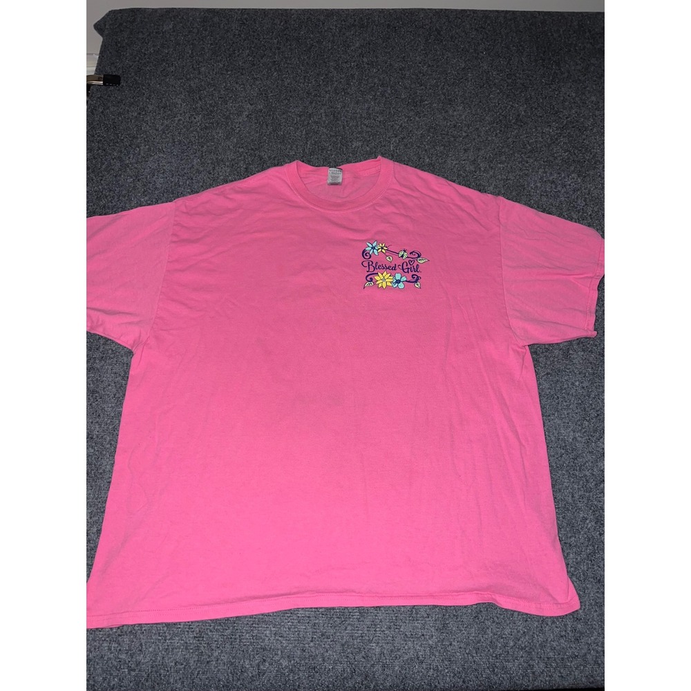 Blessed Girl Pink Graphic T-Shirt Women 2XL Bloom Where You Are Planted Cotton